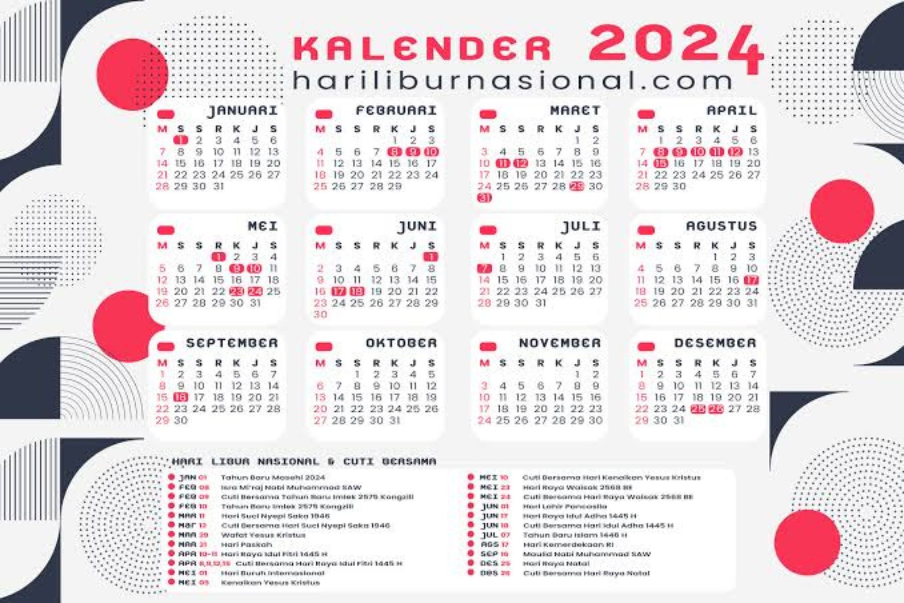 Jadwal Cuti Bersama dan Libur Tahun 2024 di Kalender, Bulan Februari