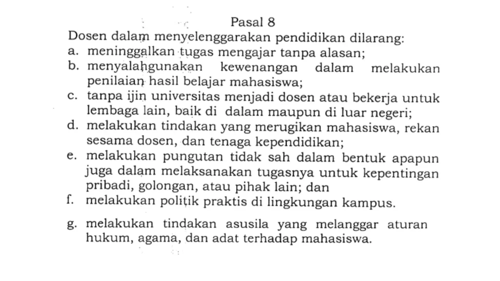 Pasal 8 Kode Etik Dosen Unram