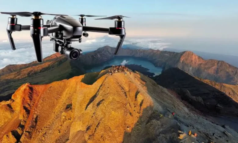 penggunaan drone di rinjani
