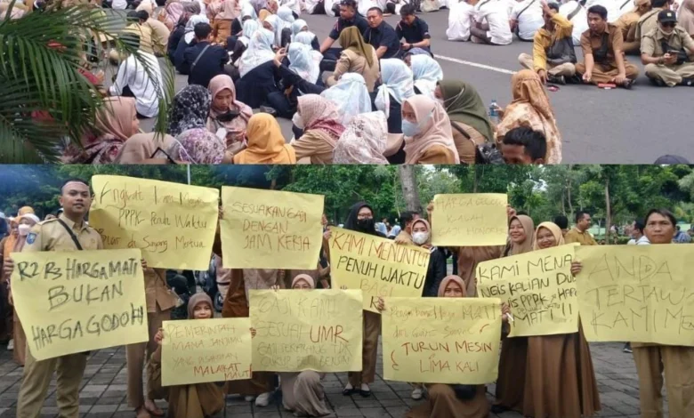 Demo ribuan tenaga honorer Lombok Timur