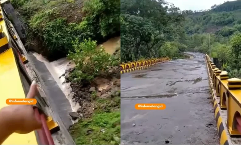 Jembatan Penghubung Malang - Blitar Ambles