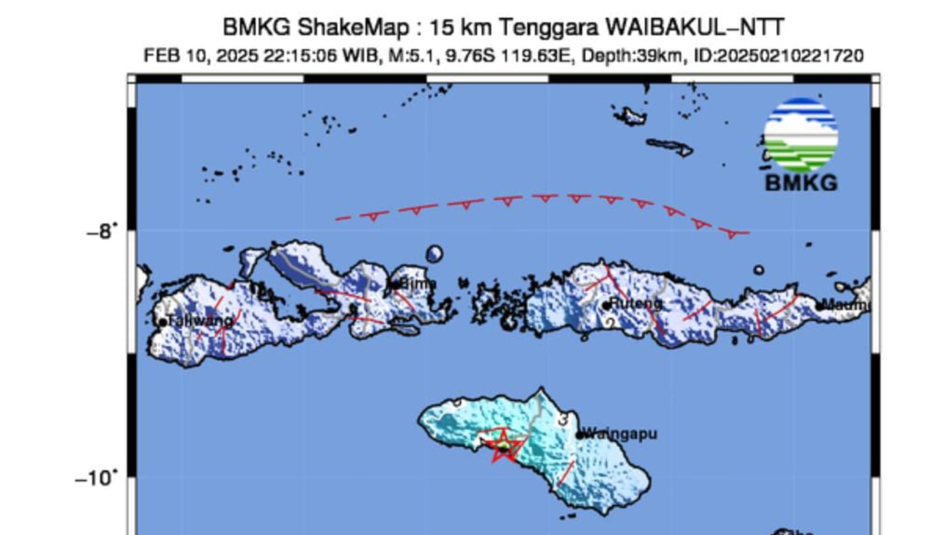 Gempa 5,1 Magnitudo Waibakul NTT