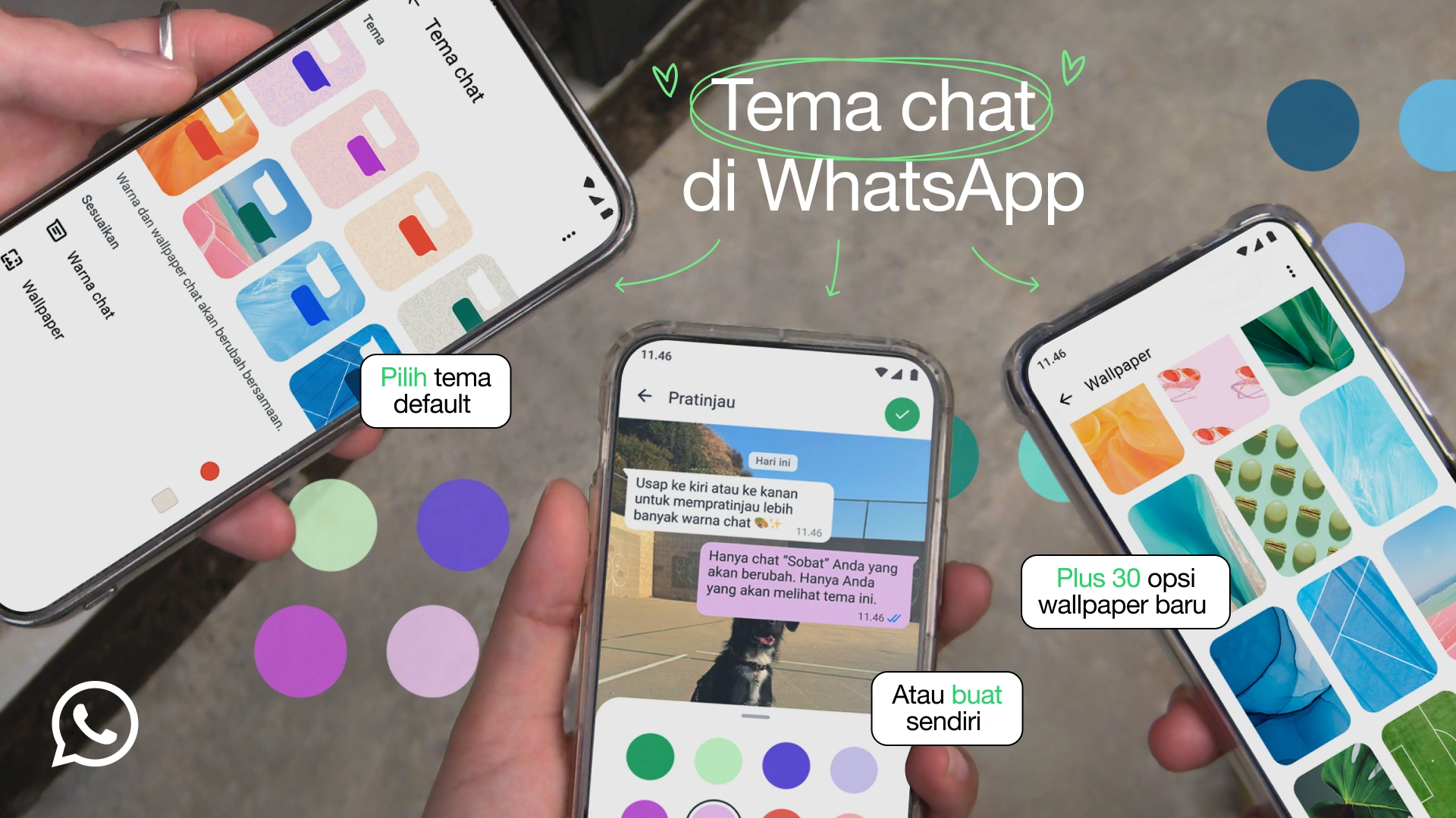 Ilustrasi fitur tema chat WhatsApp
