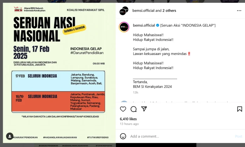 Seruan Aksi Indonesia Gelar Aliansi BEM SI