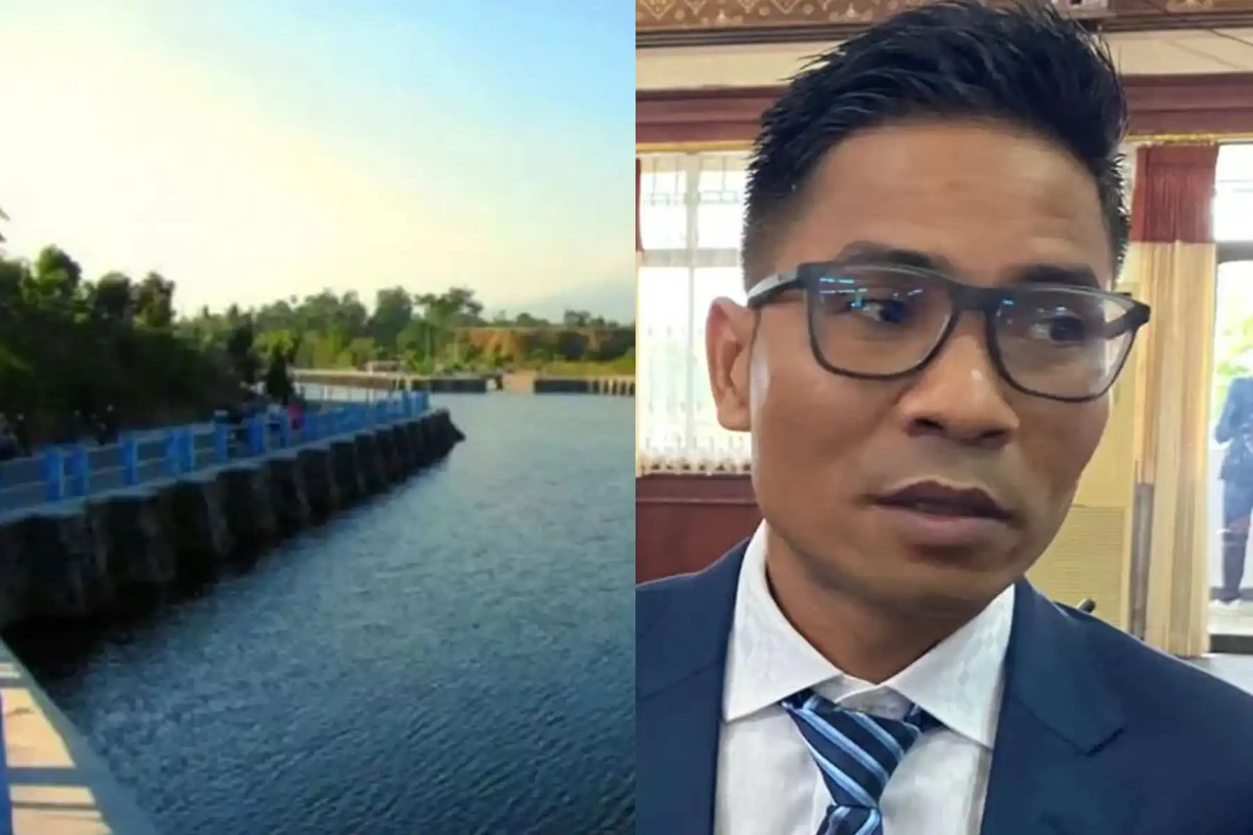 Kolase Ketua Komisi IV DPRD NTB Hamdan Kasim dan ilustrasi embung