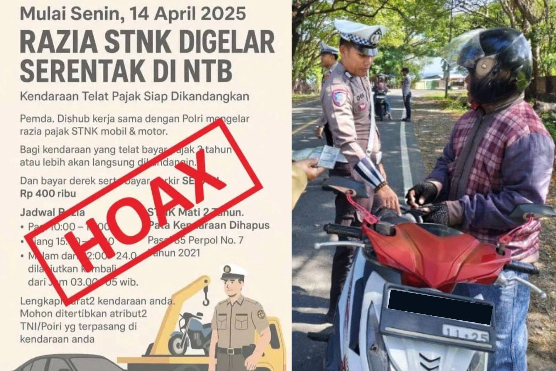 Viral Jadwal Razia STNK di NTB Ternyata Hoaks