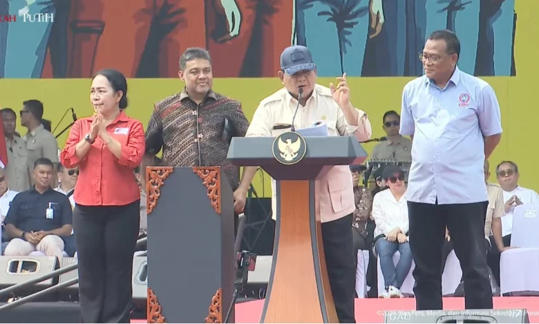 Presiden Prabowo Datang ke Peringatan May Day 2025