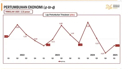 Grafik pertumbuhan ekonomi NTB q-to-q Triwulan I 2025