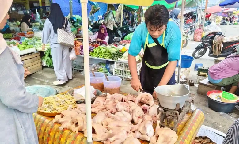 Harga Bapok Pedagang Ayam di Pasar Kebon Roek Ampenan Kota Mataram