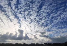 Pemandangan Awan Alto Cumulus di Langit Labuapi Lombok Barat