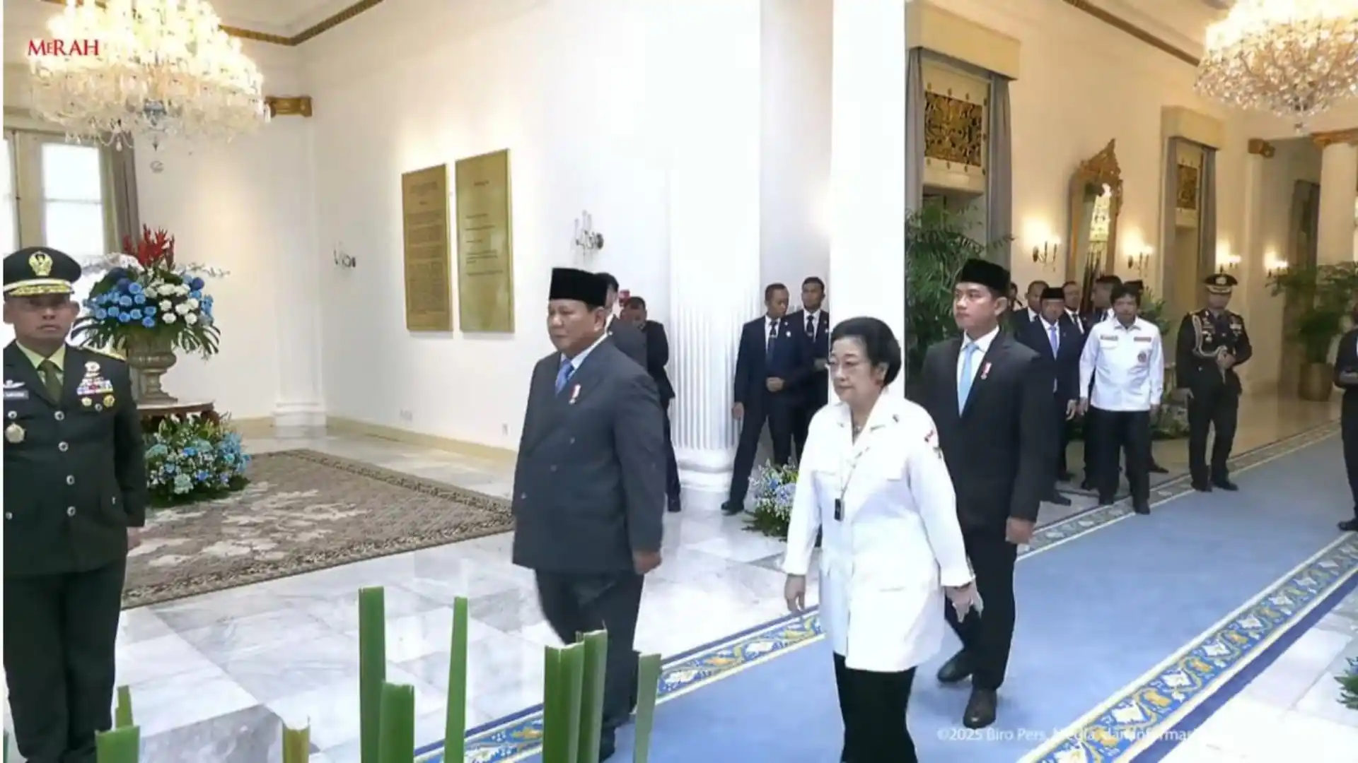 Prabowo, Megawati, Gibran bertemu saat Upacara Hari Lahir Pancasila 2025