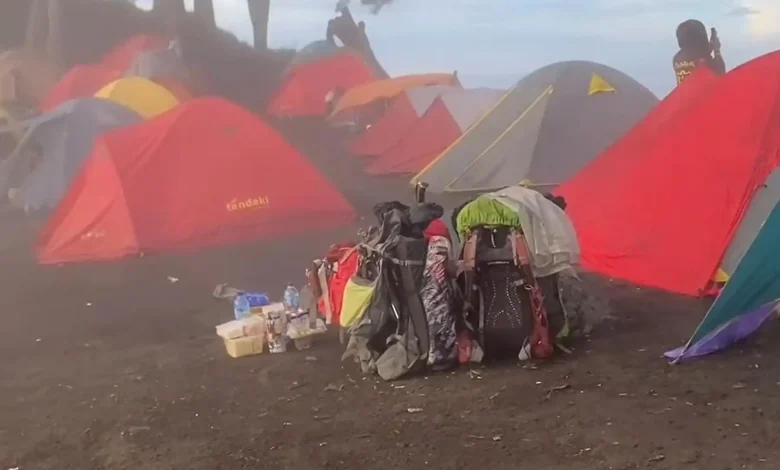 Booking Lahan Camp Suasana tenda camping di area Pelawangan Sembalun Gunung Rinjani