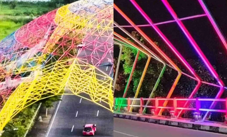 Kolase Tembolak Pelangi di Kota Mataram dan Monumen di Jembatan Semanggi Jember