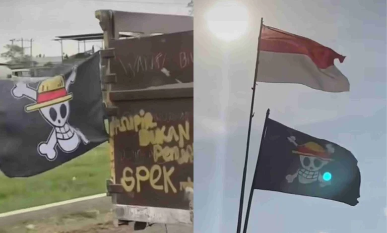 Bendera One Piece terlihat dikibarkan menjelang 17 Agustus