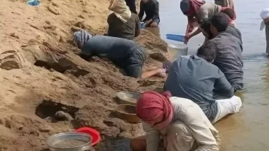 Warga mencari emas di Sungai Eufrat