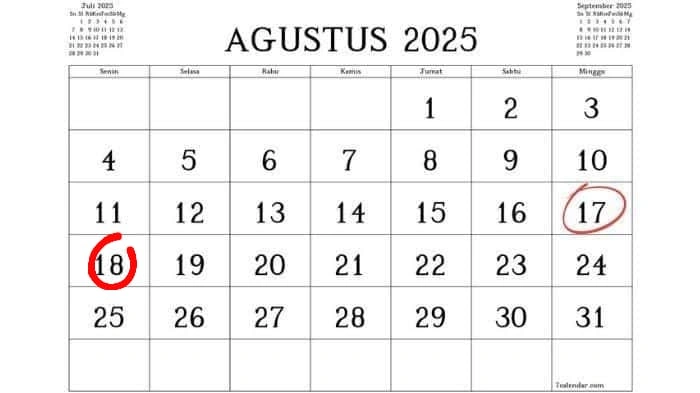 Pemerintah Umumkan 18 Agustus 2025 sebagai Libur Nasional
