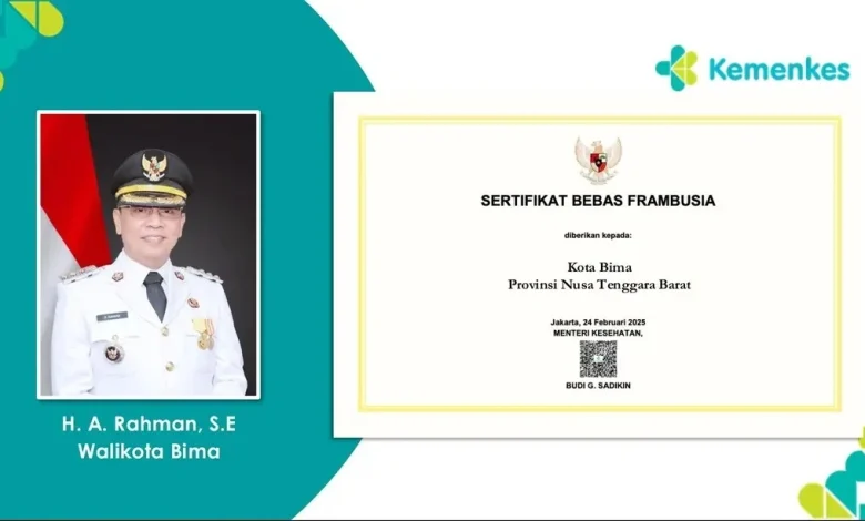 Sertifikat Bebas Frambusia Kota Bima