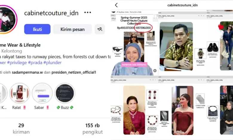 Akun Instagram Cabinet Couture Bongkar Harga Fantastis Outfit Pejabat