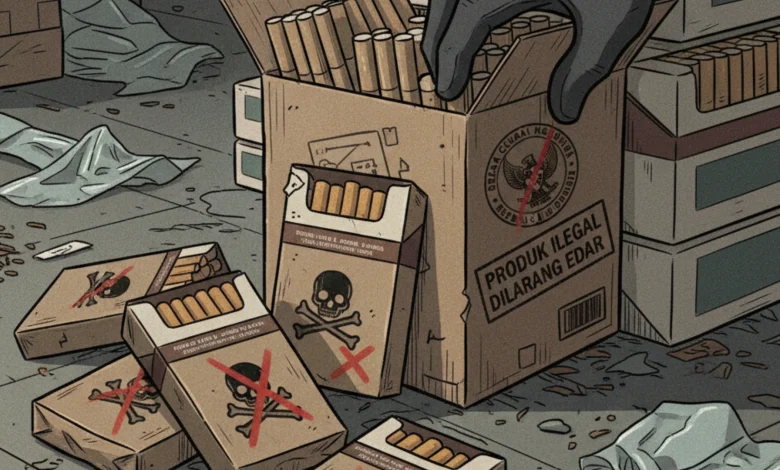 Ilustrasi rokok ilegal.