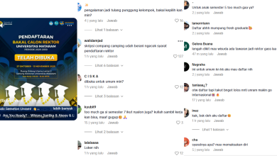 Kolase foto tangkapan layar unggahan akun Tiktok Unram dan komentar lucu warganet.