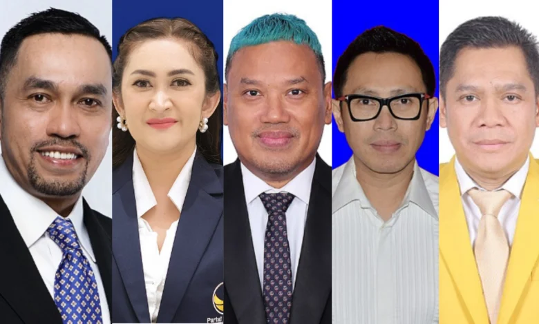 Kolase foto lima anggota DPR nonaktif yang akan disidangkan MKD DPR, Ahmad Sahroni, Nafa Urbach, Uya Kuya, Eko Patrio, dan Adies Kadir.