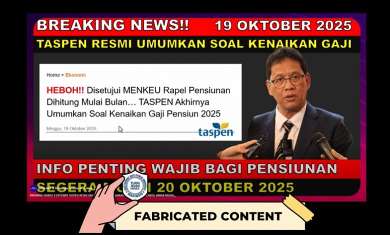 Unggahan akun Facebook yang menyebutkan bahwa PT Taspen resmi umumkan soal kenaikan gaji PNS dan Pensiunan tahun 2025.