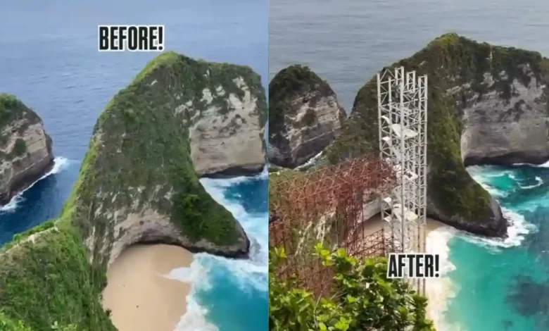 Proyek Lift Kaca di Pantai Kelingking Nusa Penida