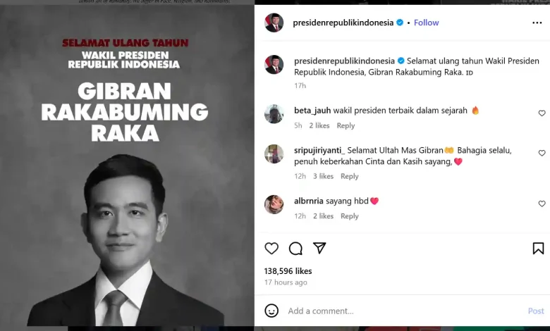 Prabowo Ucapkan Ulang Tahun ke Gibran Lewat Foto Hitam Putih
