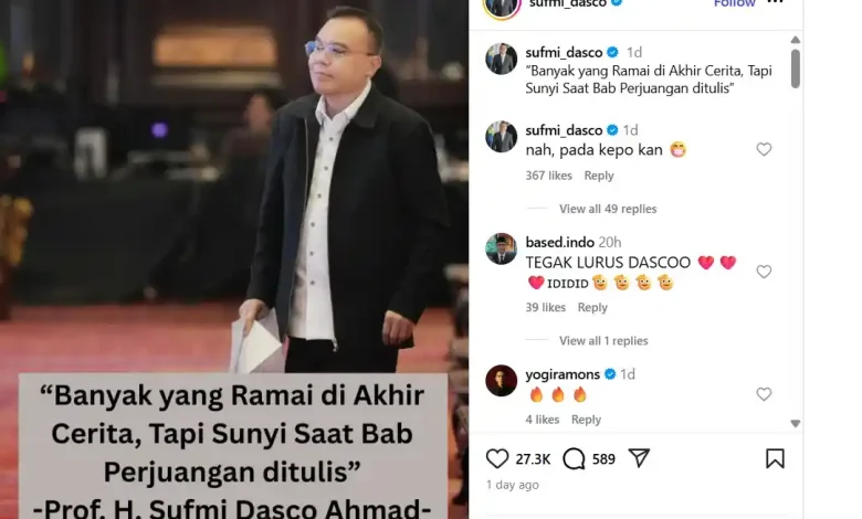 Heboh Unggahan Dasco "Ramai - Sunyi"