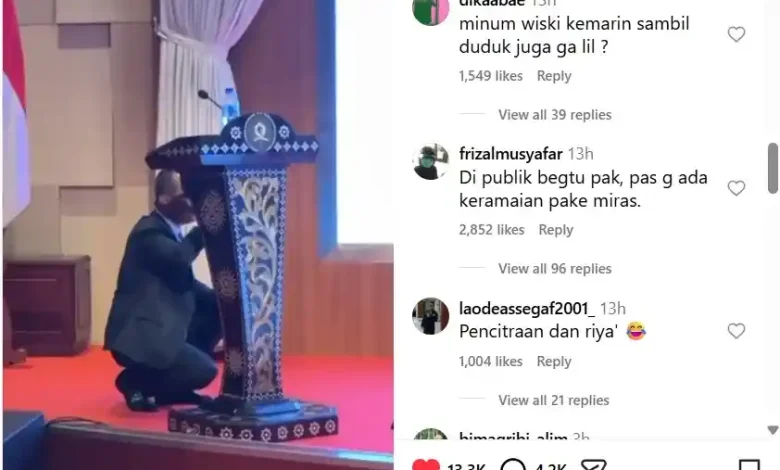 Bahlil Contohkan Sunnah Rasul dengan Jongkok saat Minum
