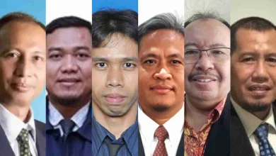 Kolase foto enam bakal calon Rektor Unram, Prof. Dr. dr. Hamsu Kadriyan, Prof. Dr. Kurniawan, S.H., M.Hum., Prof. Dr. Sukardi, M.Pd., Prof. Muhamad Ali, Ph.D., dan Prof. Yusron Saadi, ST., M.Sc(Eng)., Ph.D..