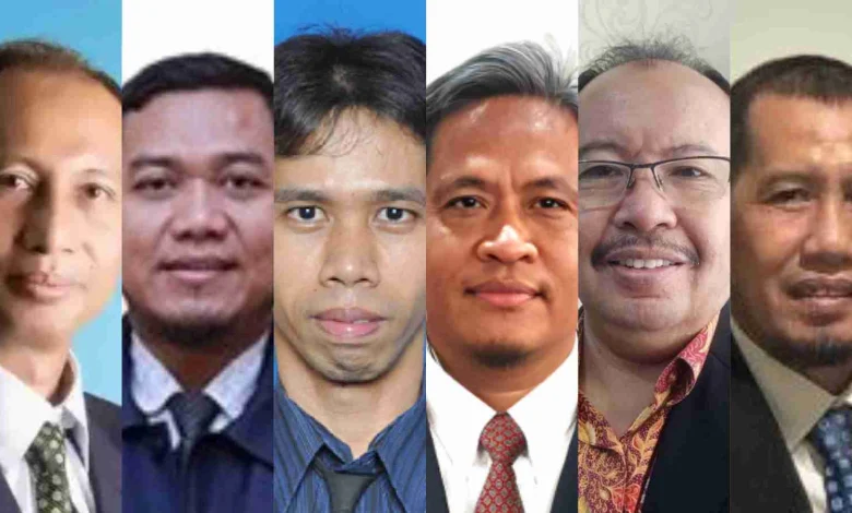 Kolase foto enam bakal calon Rektor Unram, Prof. Dr. dr. Hamsu Kadriyan, Prof. Dr. Kurniawan, S.H., M.Hum., Prof. Dr. Sukardi, M.Pd., Prof. Muhamad Ali, Ph.D., dan Prof. Yusron Saadi, ST., M.Sc(Eng)., Ph.D..