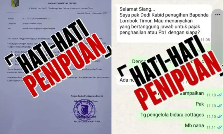 Bapenda Imbau Warga Waspada Modus Penipuan Pajak di Lombok Timur