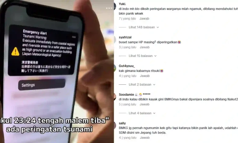 Kolase foto peringatan tsunami Jepang dengan komentar warganet.