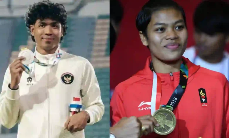 Kolase atlet Sea Games asal NTB, Lalu Muhammad Zohri dan Huswatun Hasanah.