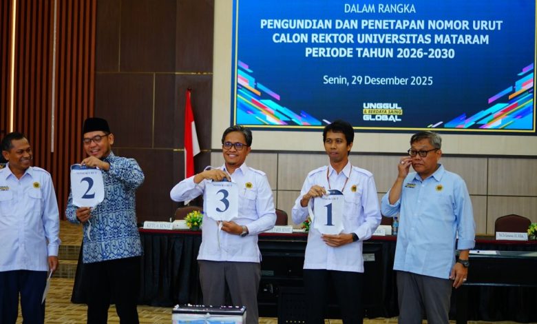 Pembagian nomor urut tiga calon rektor Unram.
