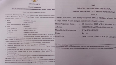 Kolase foto SK salah satu pegawai PPPK paruh waktu Kabupaten Dompu bergaji nol rupiah.
