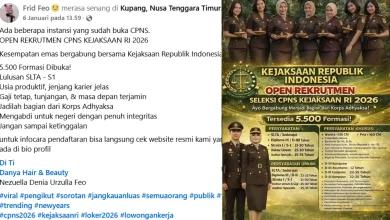 Tangkapan layar unggahan Facebook berisi informasi hoaks tentang pendaftaran CPNS Kejaksaan RI tahun 2026.