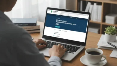 Ilustrasi seseorang sedang membuka laman SNPMB 2026.