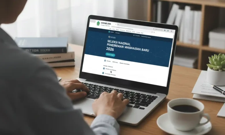 Ilustrasi seseorang sedang membuka laman SNPMB 2026.