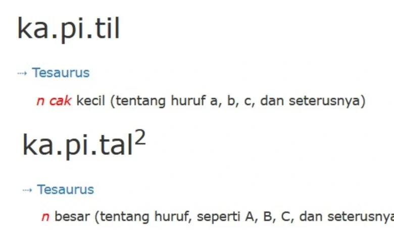 Kapitil Resmi Masuk KBBI sebagai Lawan Kata Kapital