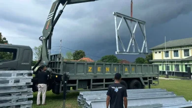 Material Jembatan Bailey untuk Desa Perigi Dikirim dari Bali
