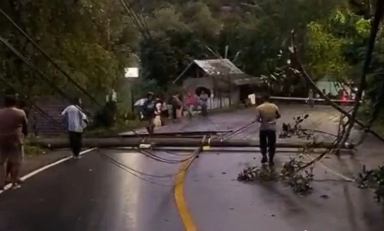 Enam Tiang Listrik Tumbang Akibat Cuaca Ekstrem di Kuta Lombok Tengah
