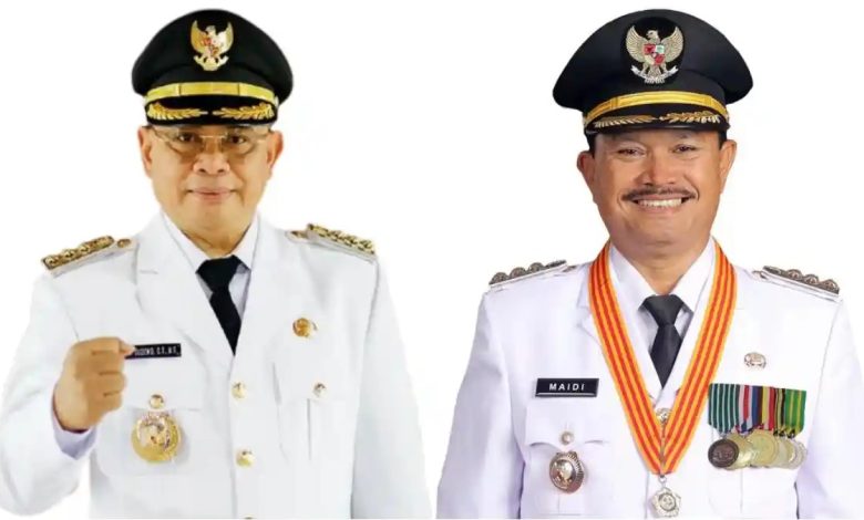 Kolase foto Bupati Pati, Jawa Tengah, Sudewo (kiri), serta Wali Kota Madiun, Jawa Timur, Maidi (kanan).