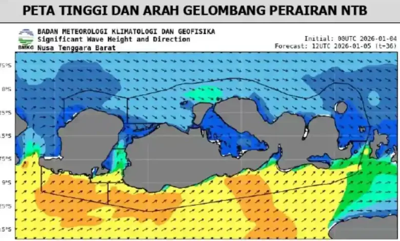 BMKG Peringatkan NTB Waspada Gelombang Tinggi di Laut Selatan 7-8 Januari 2026