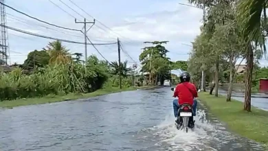 Genangan Air di Jalan Lingkar Selatan Mataram