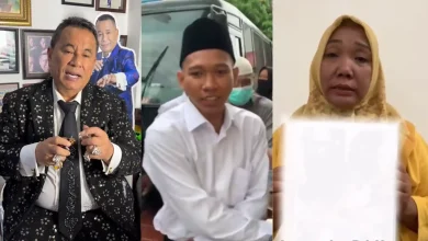 Kolase Pengacara Kondang, Hotman Paris (kiri), Terdakwa Pembunuhan Mahasiswi Unram di Pantai Nipah, Radiet Ardiansyah (tengah), dan Ibu Radiet (kanan).