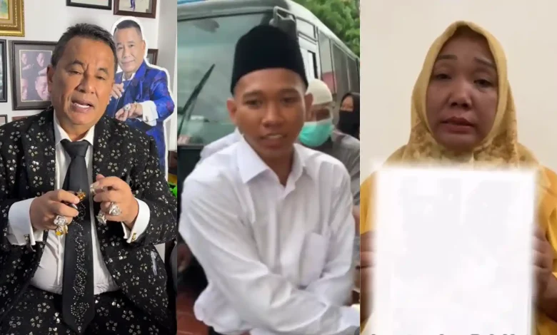 Kolase Pengacara Kondang, Hotman Paris (kiri), Terdakwa Pembunuhan Mahasiswi Unram di Pantai Nipah, Radiet Ardiansyah (tengah), dan Ibu Radiet (kanan).