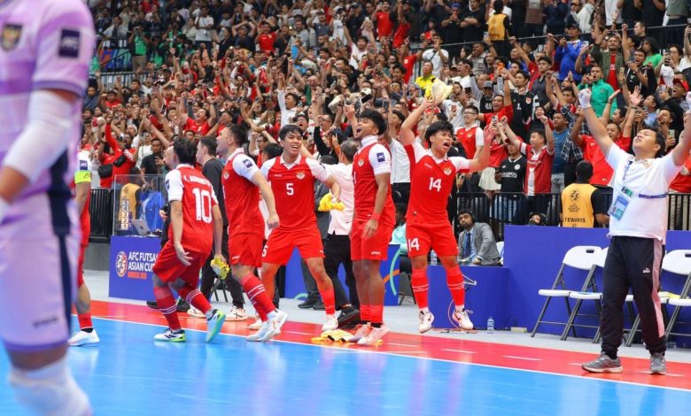 Pemain Timnas Futsal Indonesia usai berhasil kalahkan Timnas Futsal Jepang dalam Semifinal AFC Futsal Asian Cup 2026.
