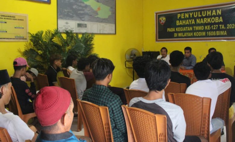 Penyuluhan Bahaya Narkoba menjadi salah satu Program TMMD di Desa Sondo, Kecamatan Monta, Kabupaten Bima pada Rabu, 25 Februari 2026.